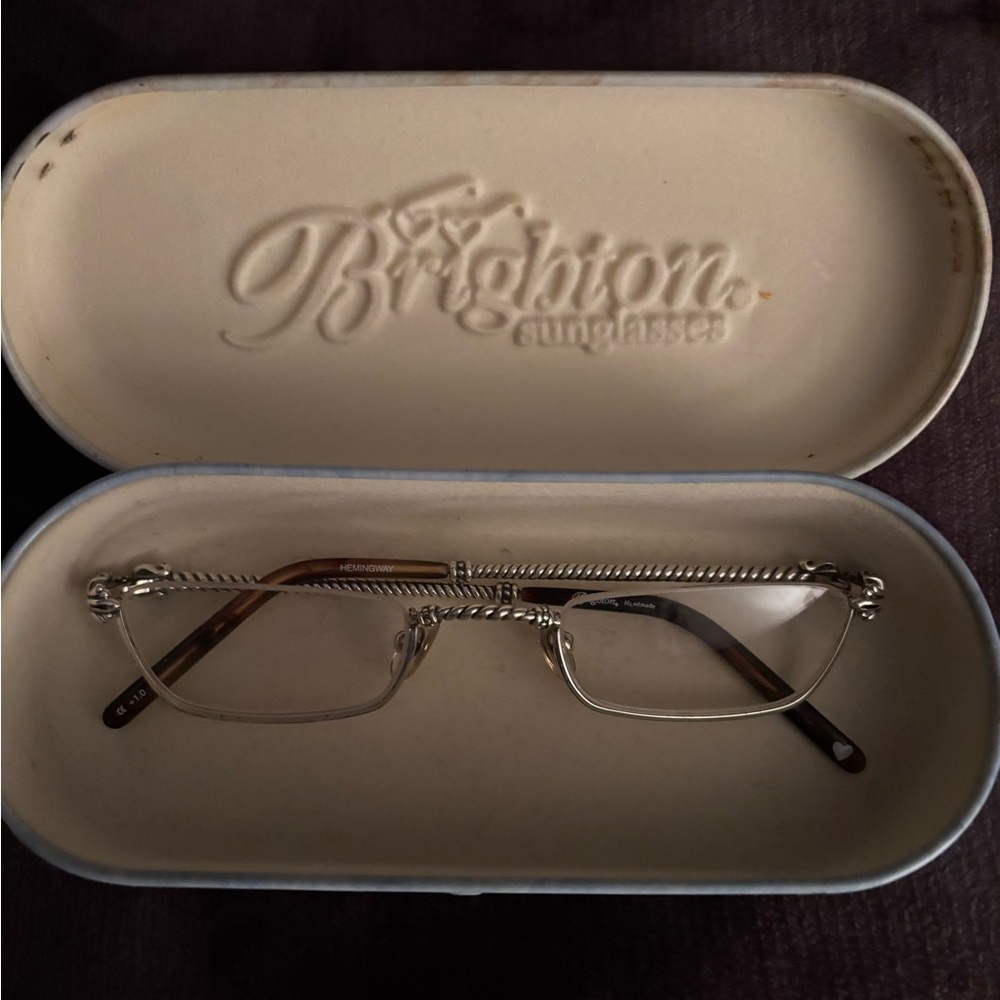 Brighton Silver Eyeglasses with Cream Case
